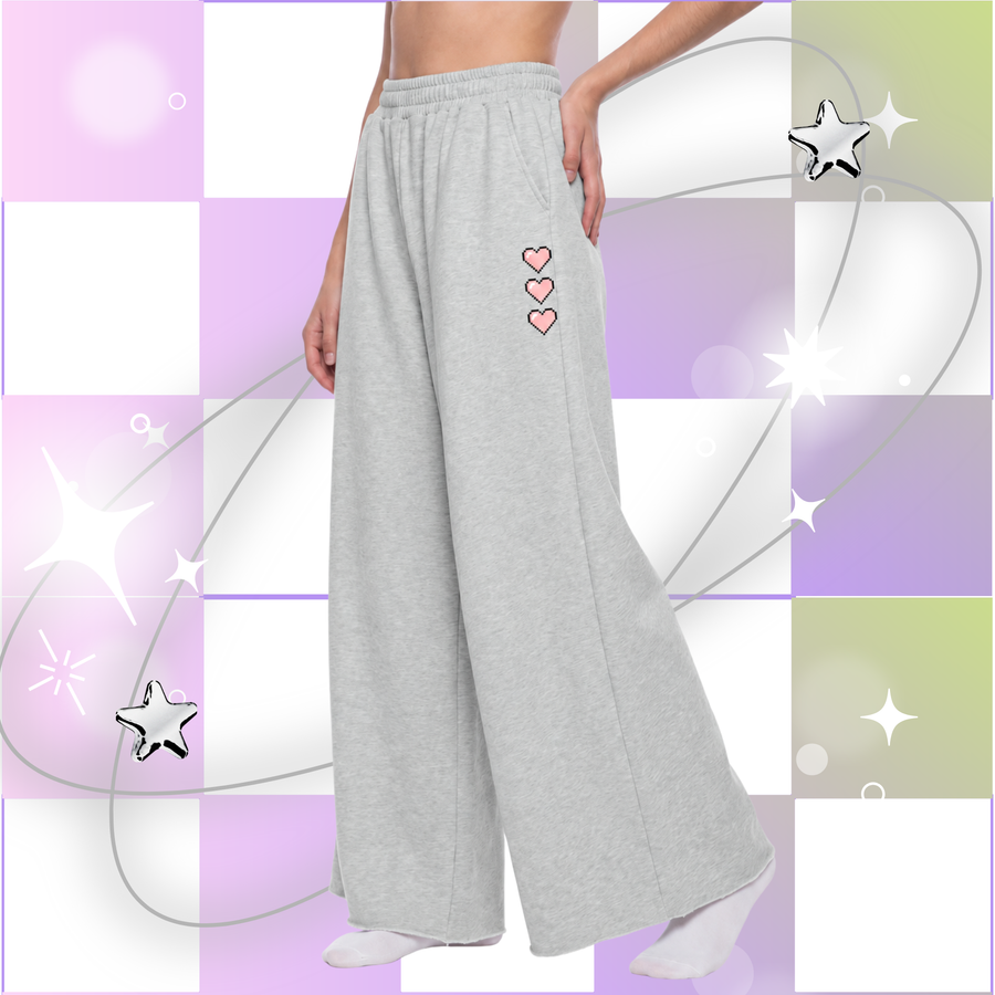 Pixel Hearts - Wide Leg Sweatpants